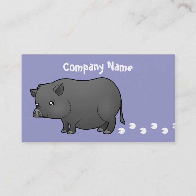 Carte De Visite Cochon miniature de dessin animé (Devant)