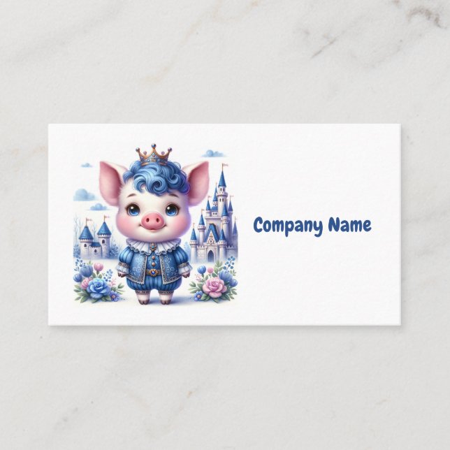 Carte De Visite Cochon royal bleu (Devant)