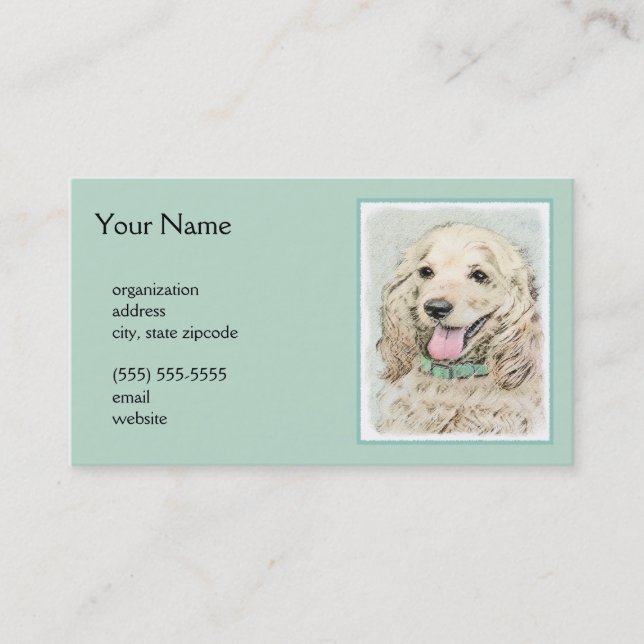 Carte De Visite Cocker Spaniel Buff Peinture - Art Chien original (Devant)