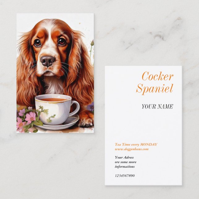 Carte De Visite Cocker Spaniel noir blanc (Devant / Derrière)