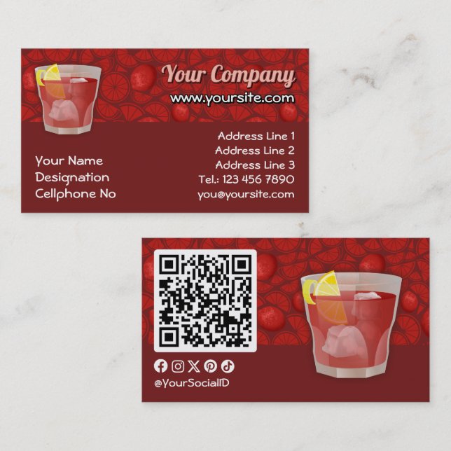 Carte De Visite cocktail Americano (Devant / Derrière)