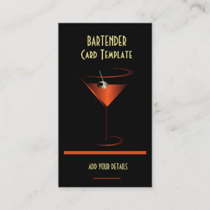 Carte De Visite Cocktail bartender Red Metallic