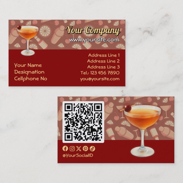 Carte De Visite Cocktail Manhattan (Devant / Derrière)