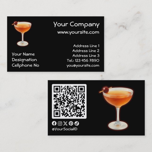 Carte De Visite Cocktail Manhattan (Devant / Derrière)