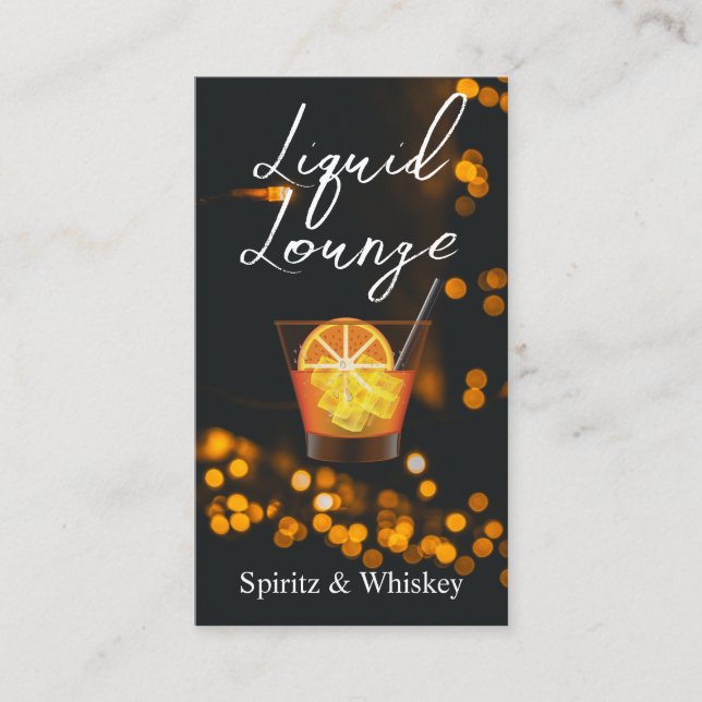 Carte De Visite Cocktail Mélangé Orange | Éclairage d'ambiance (Devant)