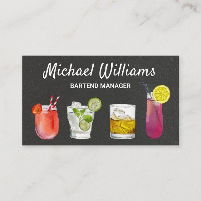 Carte De Visite Cocktail Mix Boissons | Mixologie (Devant)