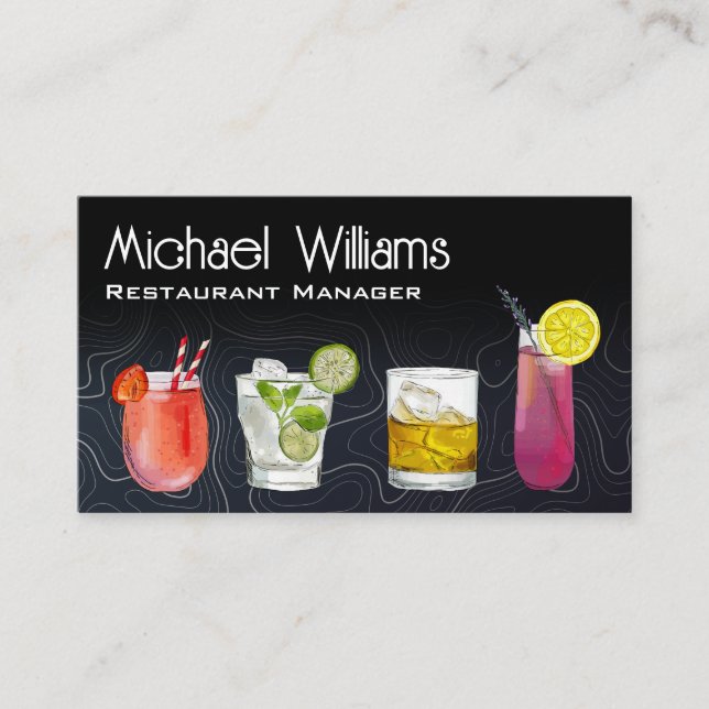 Carte De Visite Cocktail Mix Boissons | Mixologie | Barre (Devant)