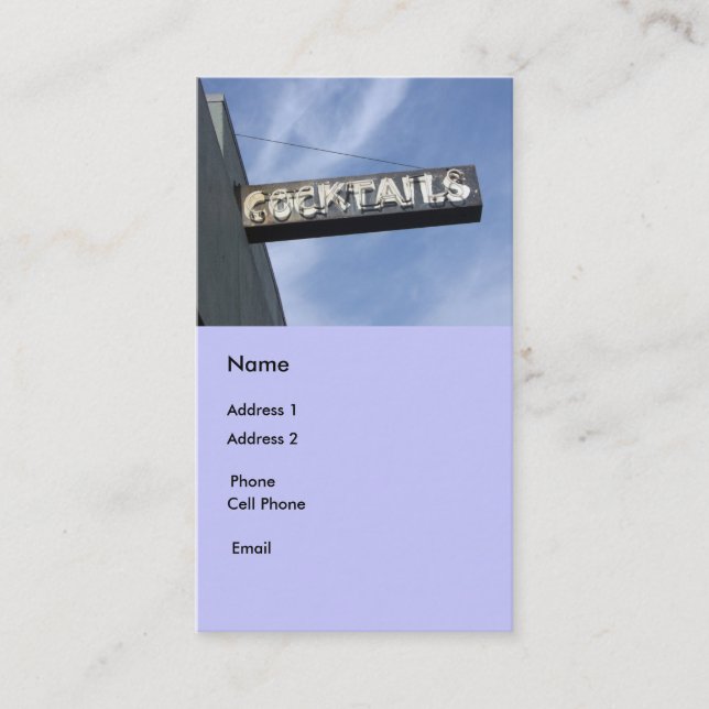 Carte De Visite cocktails (Devant)