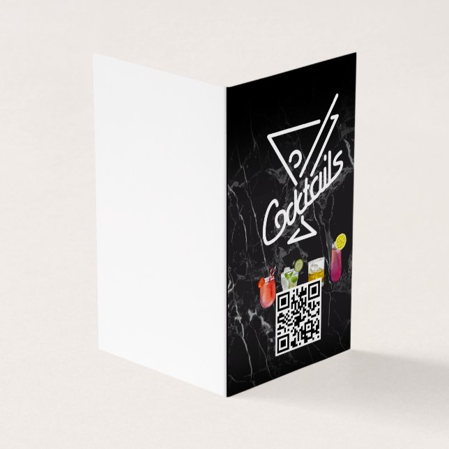 Carte De Visite Cocktails | Code QR | Ajouter personnalisé (Extérieur)