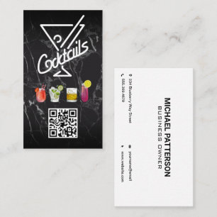 Carte De Visite Cocktails   Code QR   Ajouter personnalisé
