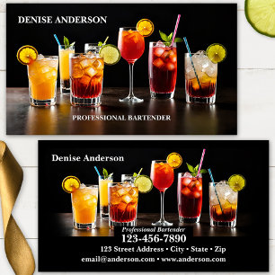 Carte De Visite Cocktails Colorés Barman Professionnel