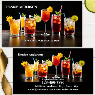 Carte De Visite Cocktails Colorés Barman Professionnel