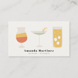 Carte De Visite Cocktails colorés mignons Bartender Mixologue