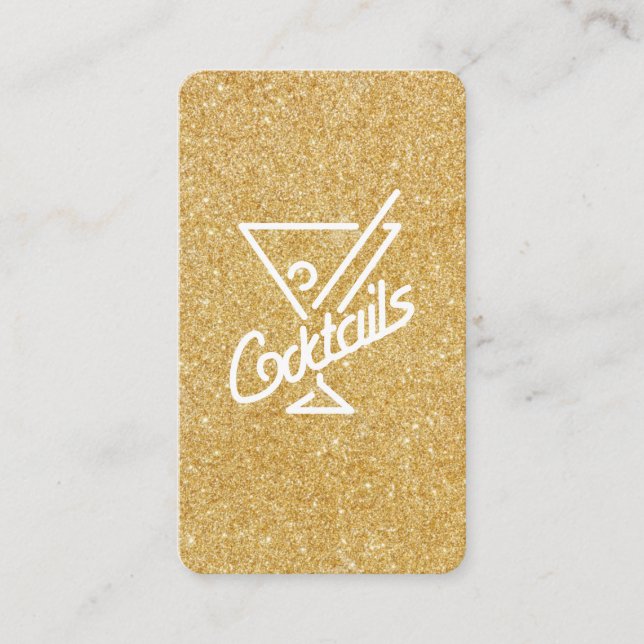 Carte De Visite Cocktails / Glamor Gold Parties scintillant (Devant)