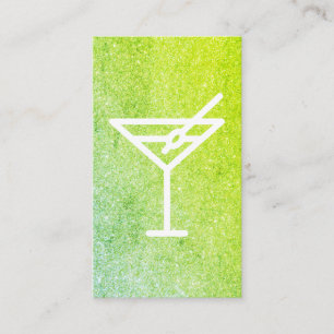 Carte De Visite Cocktails Martini Glamor Parties scintillant verte