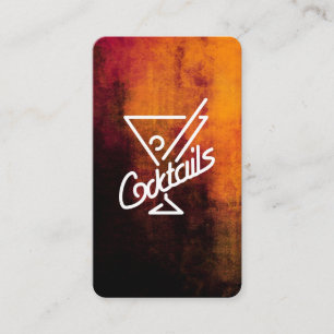 Carte De Visite Cocktails Martini Texture noire orange
