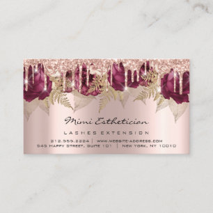 Carte De Visite Code Aftercare Lash Rose Gold Drips Floral