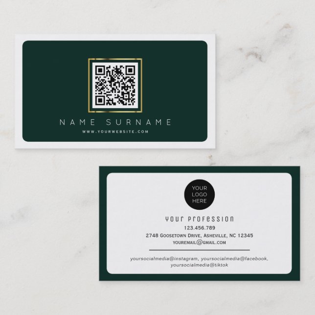 Carte De Visite Code barcode qr moderne médias sociaux avec logo (Devant / Derrière)