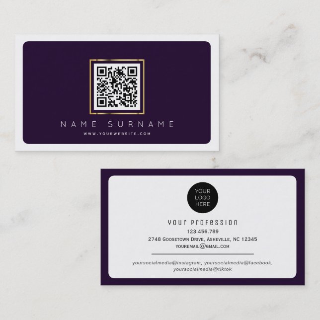 Carte De Visite Code barcode qr moderne médias sociaux avec logo b (Devant / Derrière)