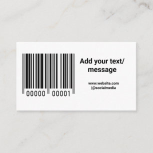 Carte De Visite code-barres personnalisé simple ajoutez votre text