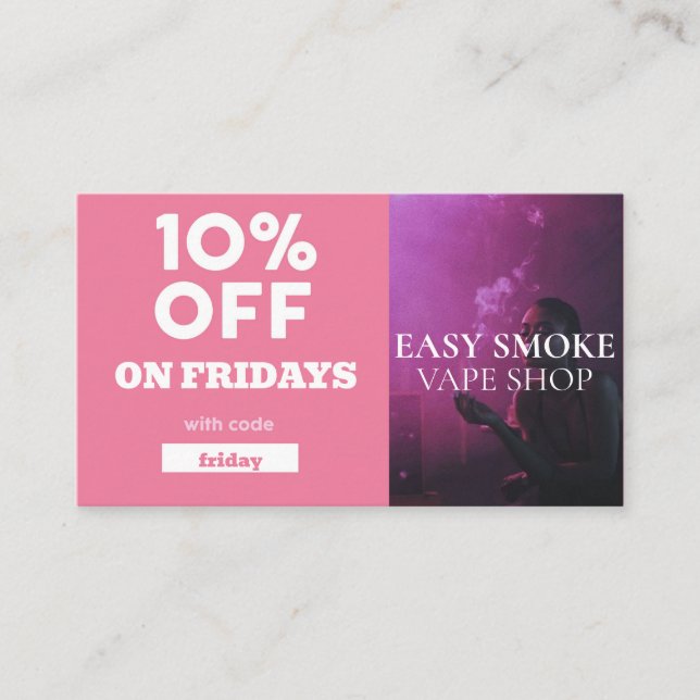 Carte De Visite Code de réduction du vendredi spécial Vape Shop (Devant)