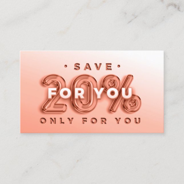 CARTE DE VISITE CODE QR 20%OFF DICOUNT PROMOTIONAL INSERT ROSE (Devant)