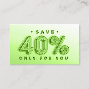 CARTE DE VISITE CODE QR 40%HORS RÉDUCTION PROMOTIONNELLE VERT