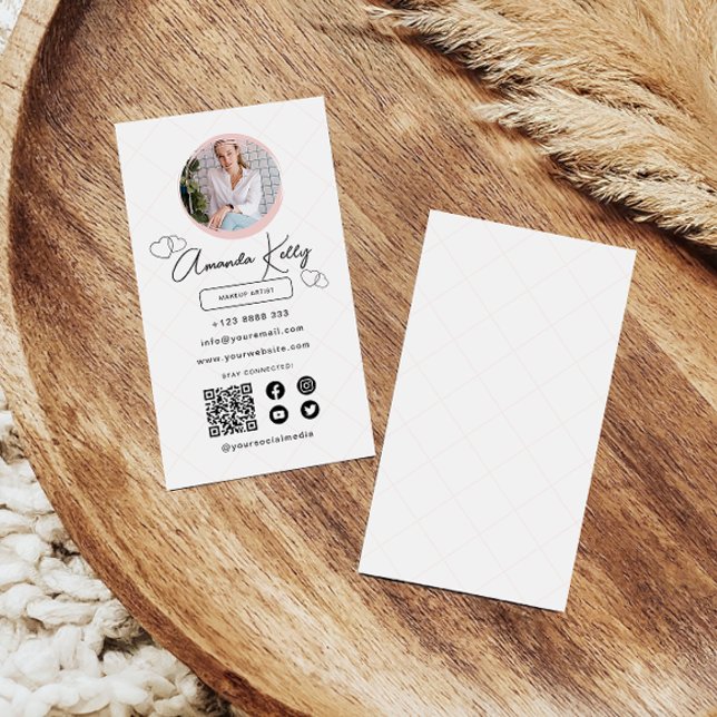 Carte De Visite Code QR à balayage professionnel maquillage (Créateur téléchargé)