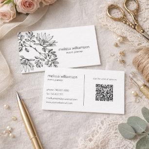 Carte De Visite Code QR à feuillage minimaliste