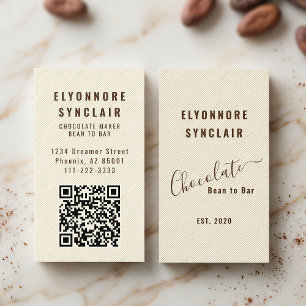 Carte De Visite Code QR à l'aspect élégant et texturé de chocolat