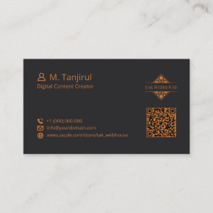 Carte De Visite Code QR à motif de carreaux de diamant mandala mat