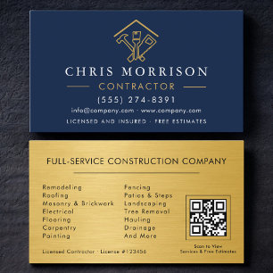 Carte De Visite Code QR Amélioration de l'Habitat Industriel Bleu