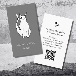 Carte De Visite Code QR Animaux de compagnie Sitter mou Winking Ca