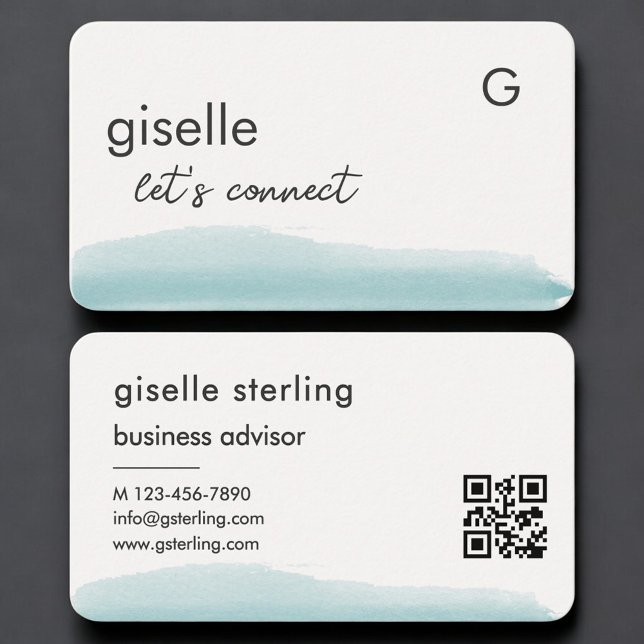 Carte De Visite Code QR aquarelle Conseiller d'entreprise (Créateur téléchargé)