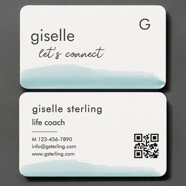 Carte De Visite Code QR aquarelle de coach de vie (Créateur téléchargé)