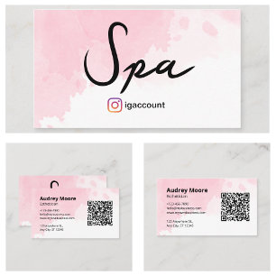 Carte De Visite Code QR aquarelle d'esthéticienne de spa