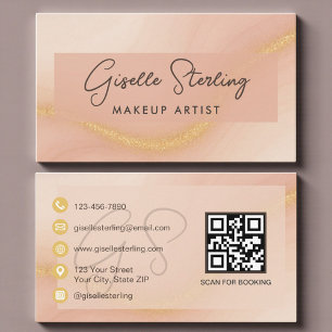 Carte De Visite Code QR aquarelle pour artiste maquilleuse