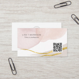 Carte De Visite Code QR Aquarelle tendance logo abstrait