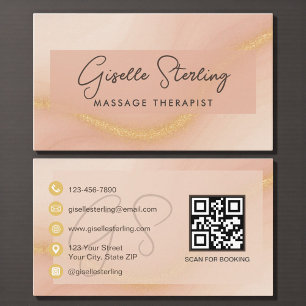Carte De Visite Code QR aquarelle Thérapeute de massage
