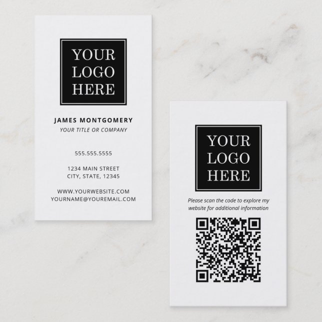Carte De Visite Code QR avec logo personnalisé Professionnel (Devant / Derrière)