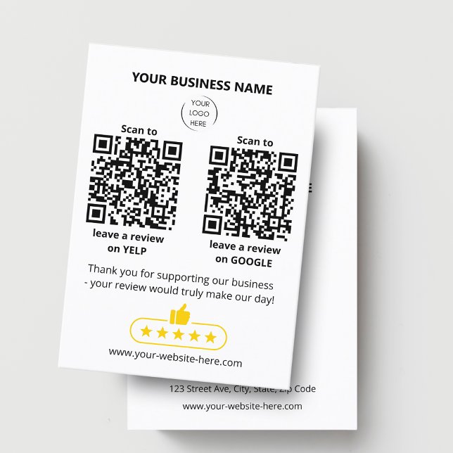 Carte De Visite Code QR avis sur les petites entreprises GOOGLE et (Créateur téléchargé)