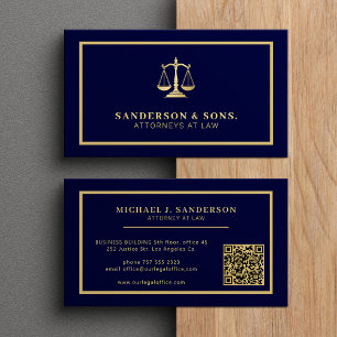 Carte De Visite Code QR avocat avocat professionnel or marine