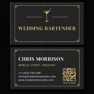 Carte De Visite Code QR Barman de Mariage Professionnel