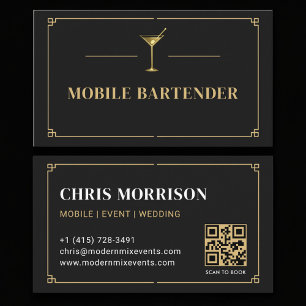 Carte De Visite Code QR Barman Mobile Professionnel