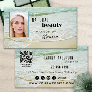 Carte De Visite Code QR Beauté de plage Maquillage professionnel