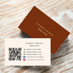 Carte De Visite Code Qr beige Brown Instagram Facebook