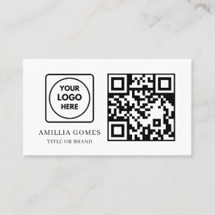 Carte De Visite Code QR blanc   Contact personnalisé moderne minim