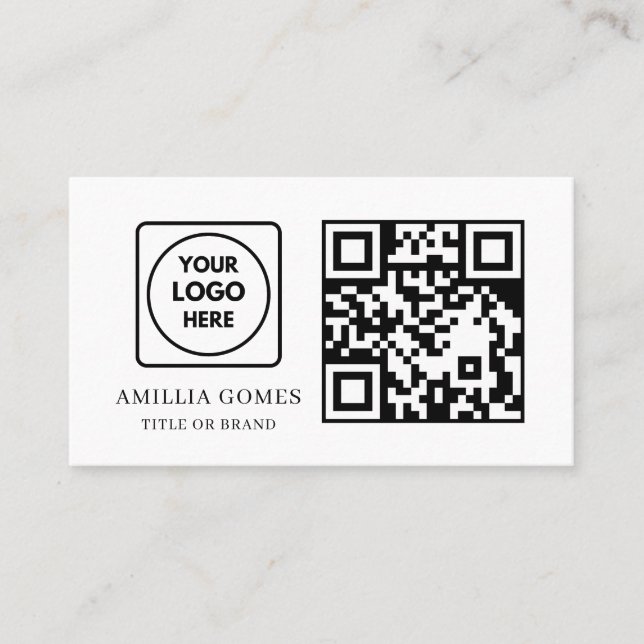 Carte De Visite Code QR blanc | Contact personnalisé moderne minim (Devant)