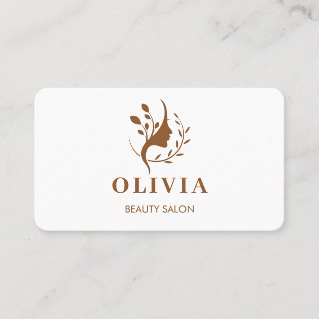 Carte De Visite Code QR blanc monogrammé Salon Élégant Moderne  (Devant)