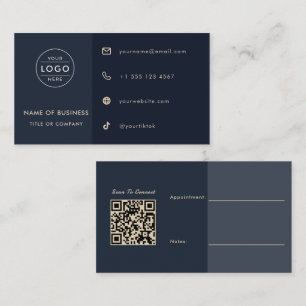 Carte De Visite Code QR bleu marine Realtor Corporate moderne pers